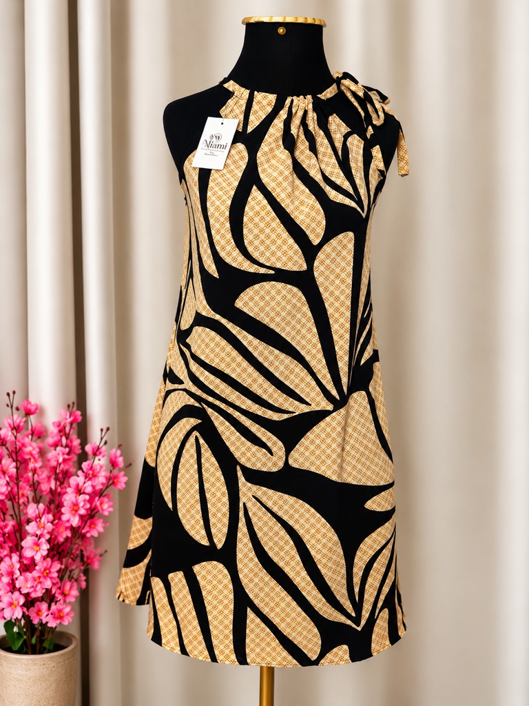 Vestido alça G1 estampado preto