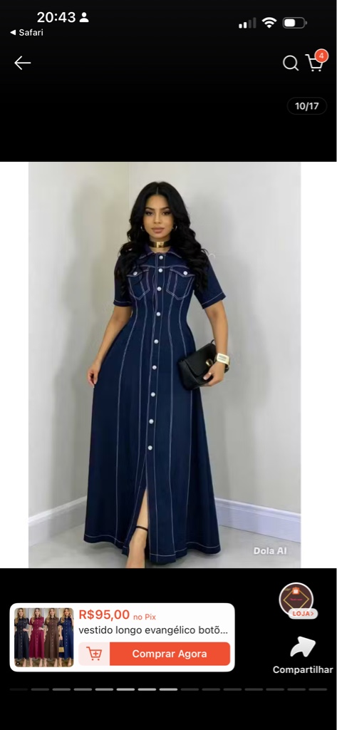 Vestido jeans azul-marinho