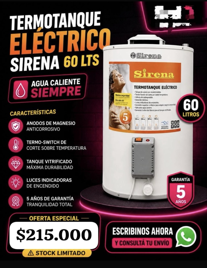 Termotanque sirena 60 lt