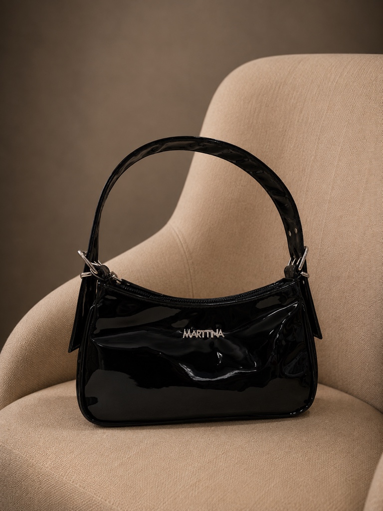 Cartera regulable charol negra