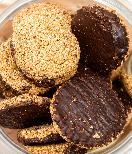 Galleta quinua con semillas y chocolate