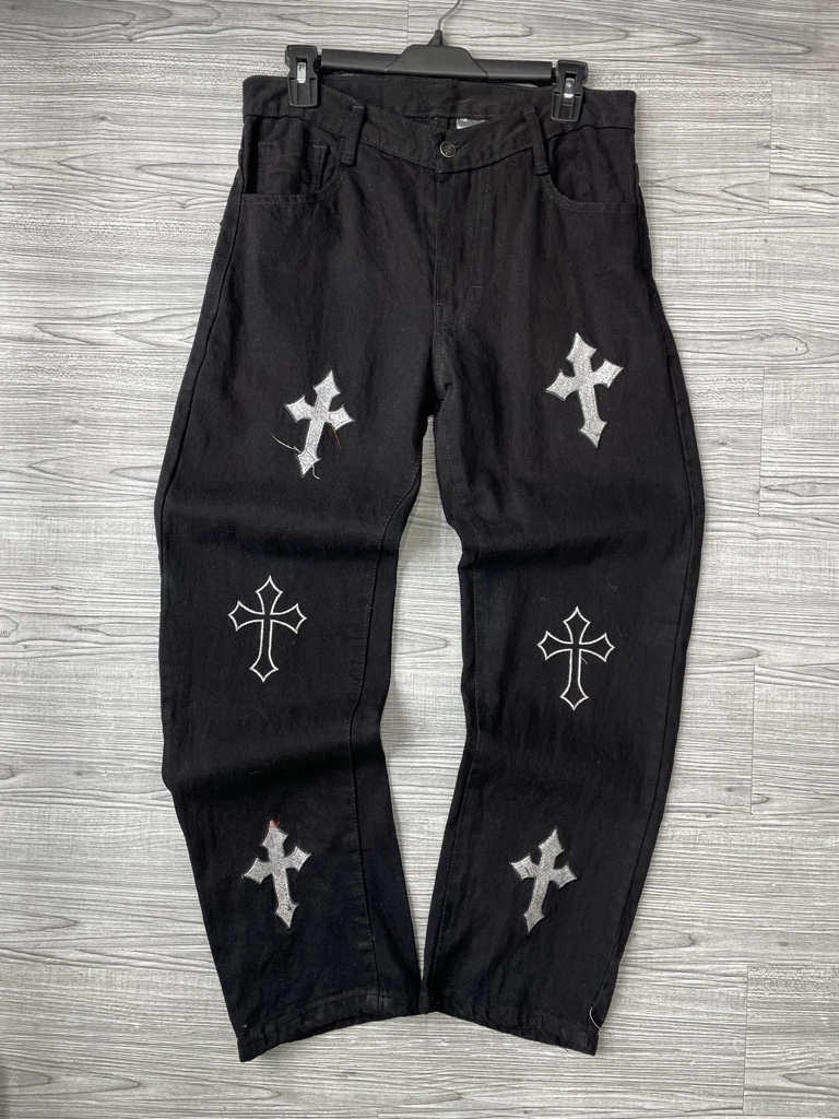 Pantalón Baggy Negro Con Cruces Dickies