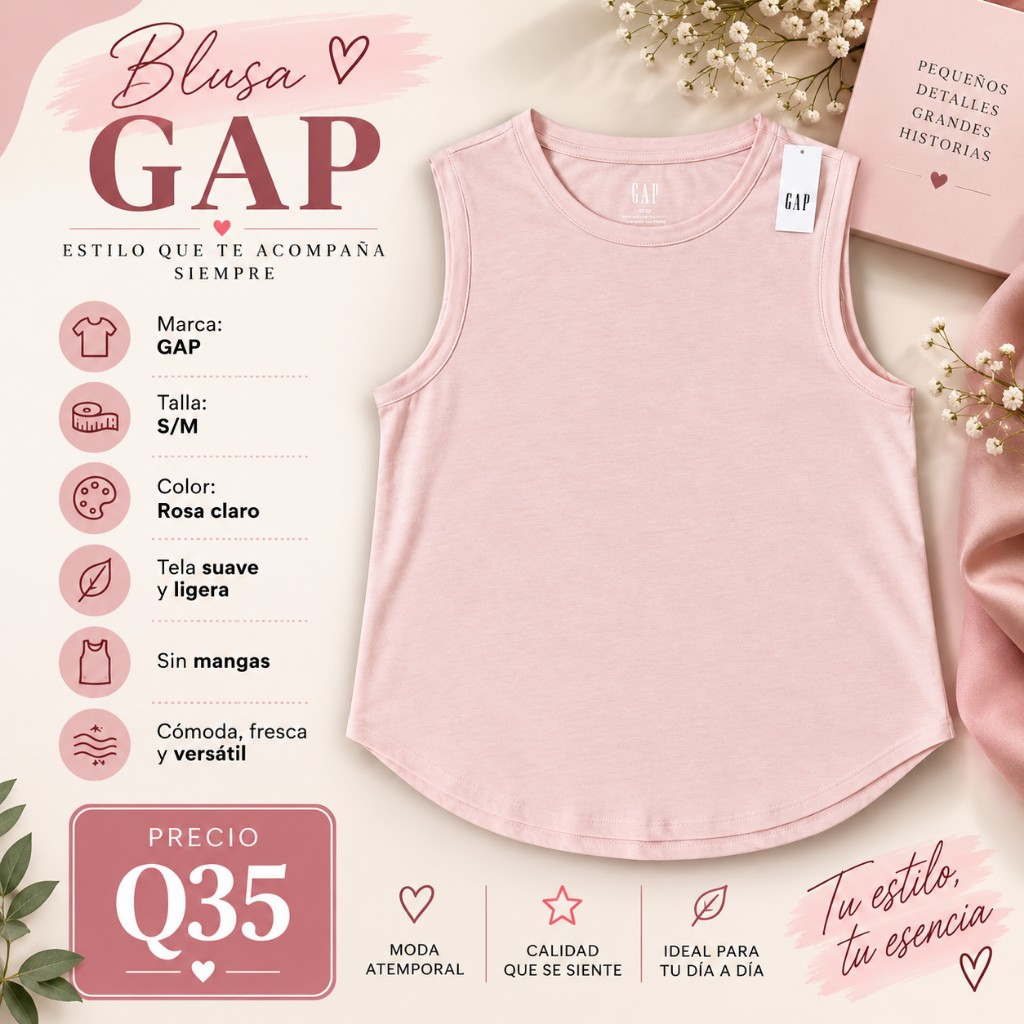 Blusa sin mangas Talla s/m