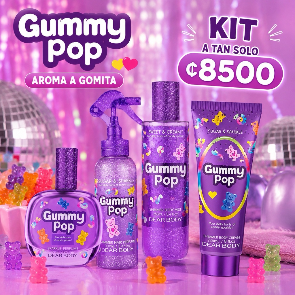 Kit de perfumes y crema olor gomita Dear Body