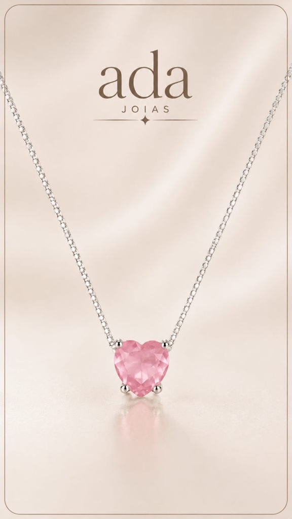 Colar veneziana com pingente com coração Rosa Opala