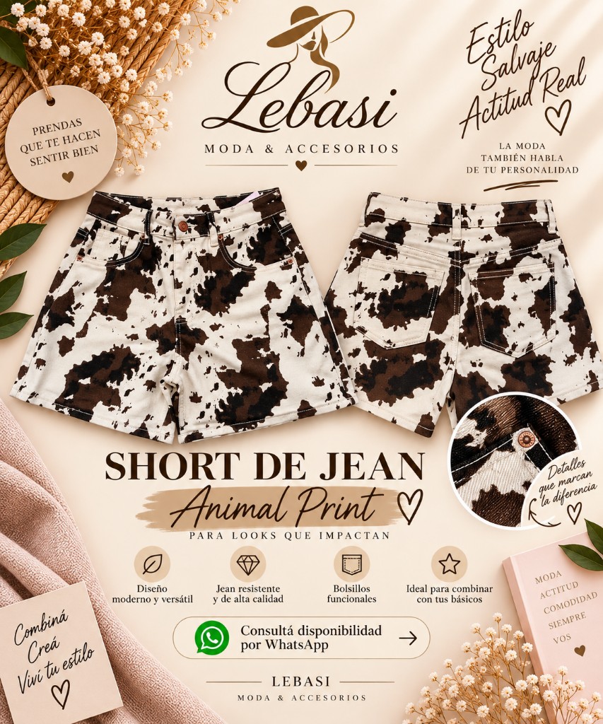 short de jean cow marrón