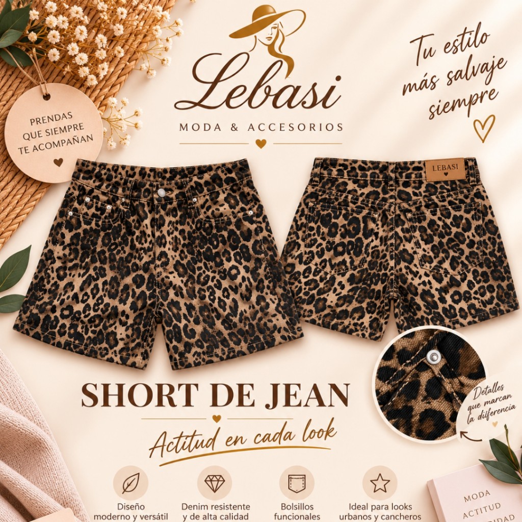 Short animal print oscuro