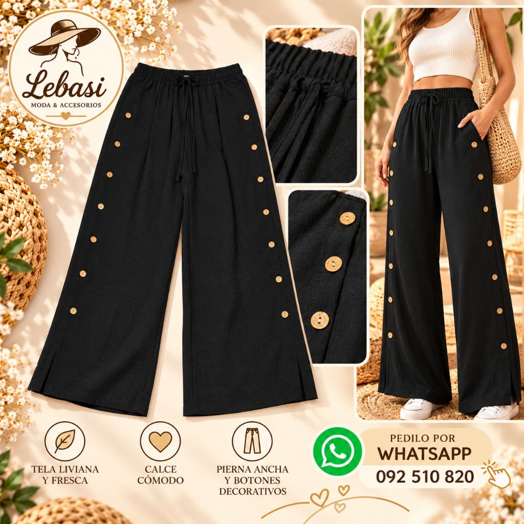 Pantalón abotonado a ambos lados black
