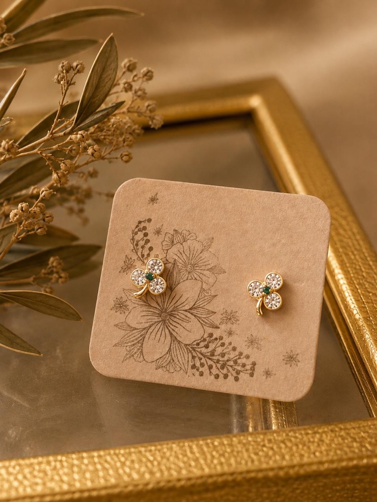 Topos Flor circon blancos / 0,82 Gr / Oro 18k