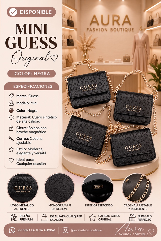 Guess mini cartera negra