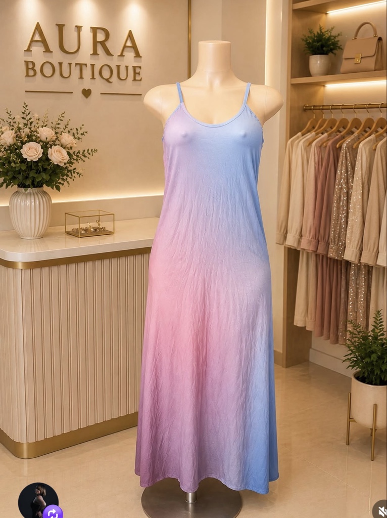 Vestido ombre azul rosado