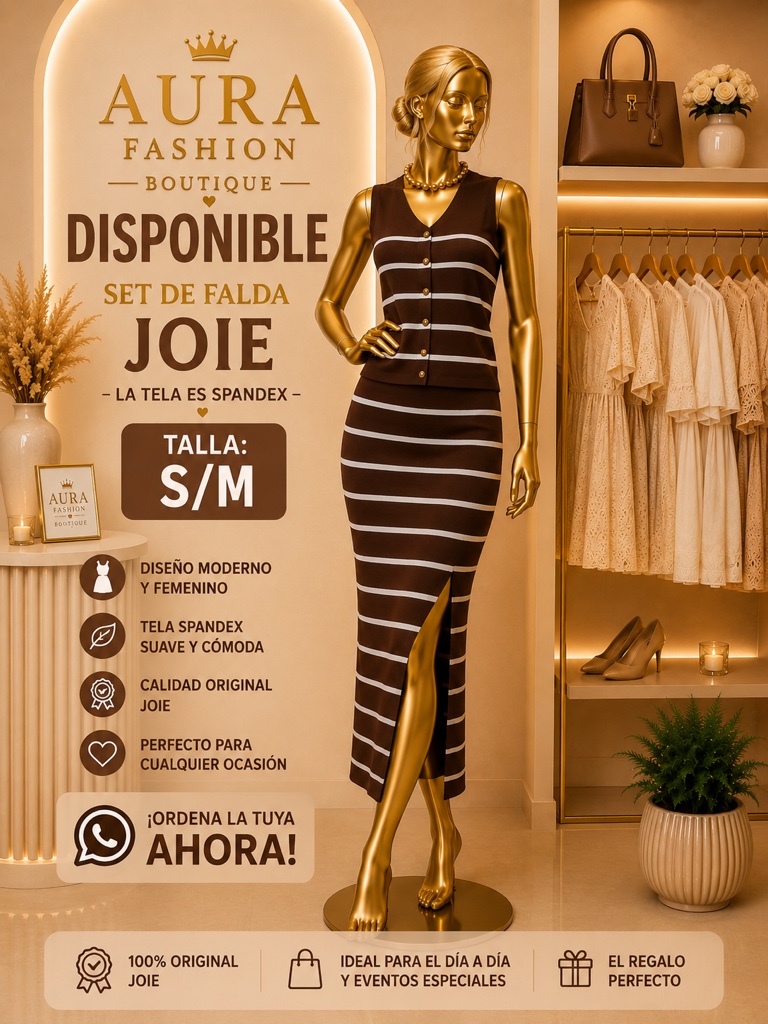 JOIE set falda rayado marrón