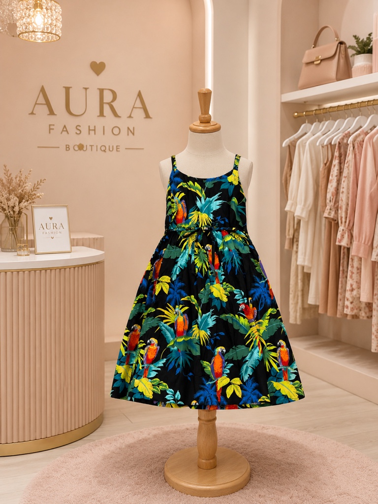 Vestido floral negro