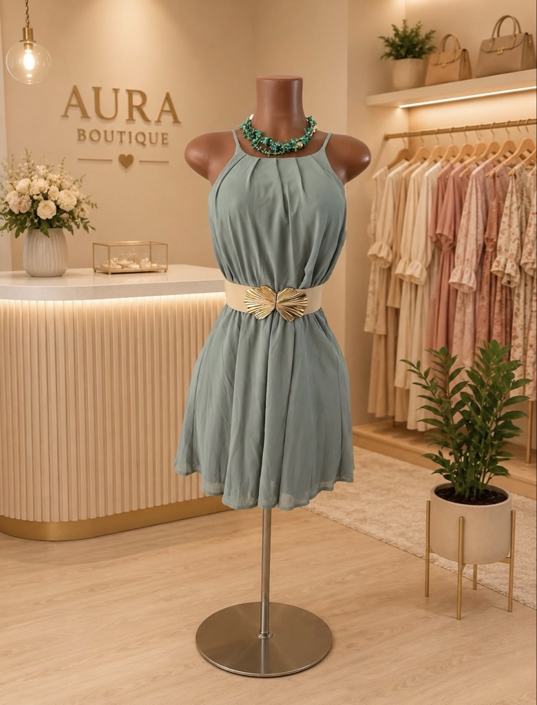 Vestido azul verde Aura