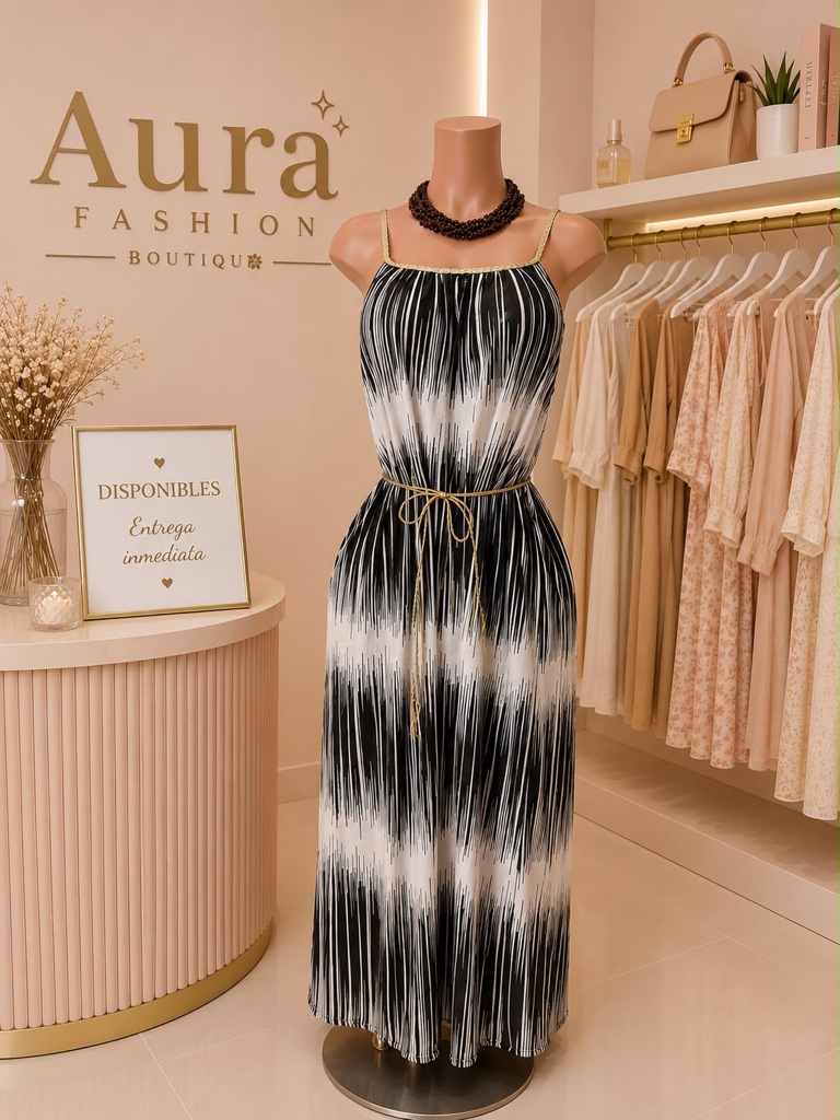 Aura vestido negro y blanco