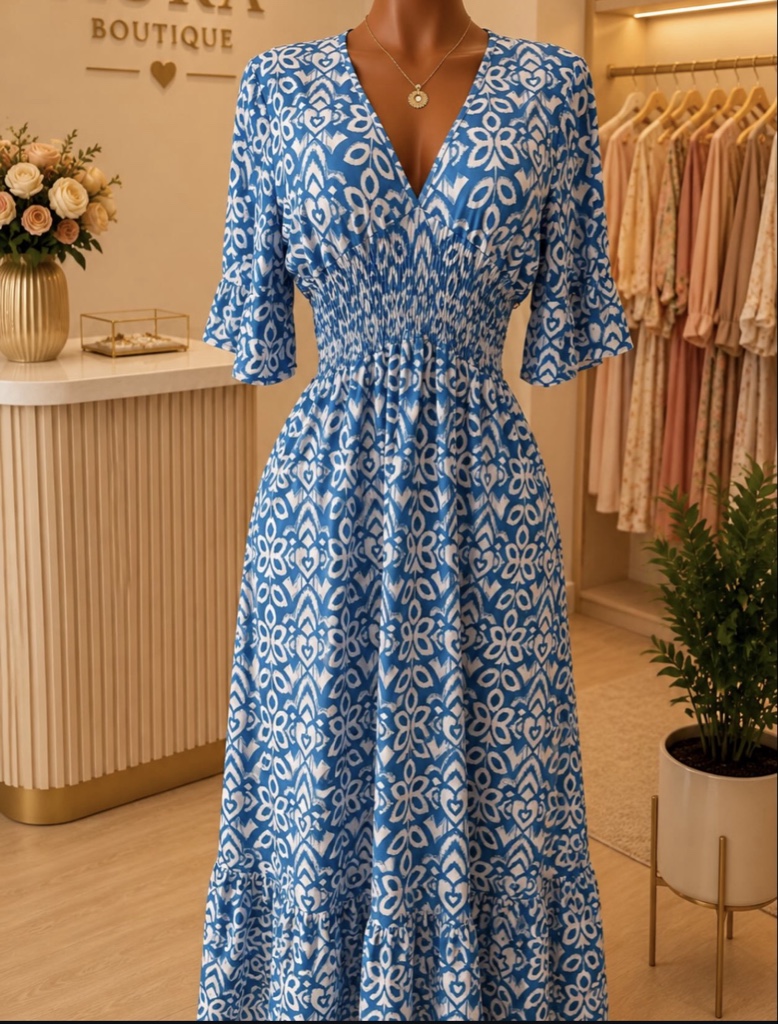 Vestido azul estampado
