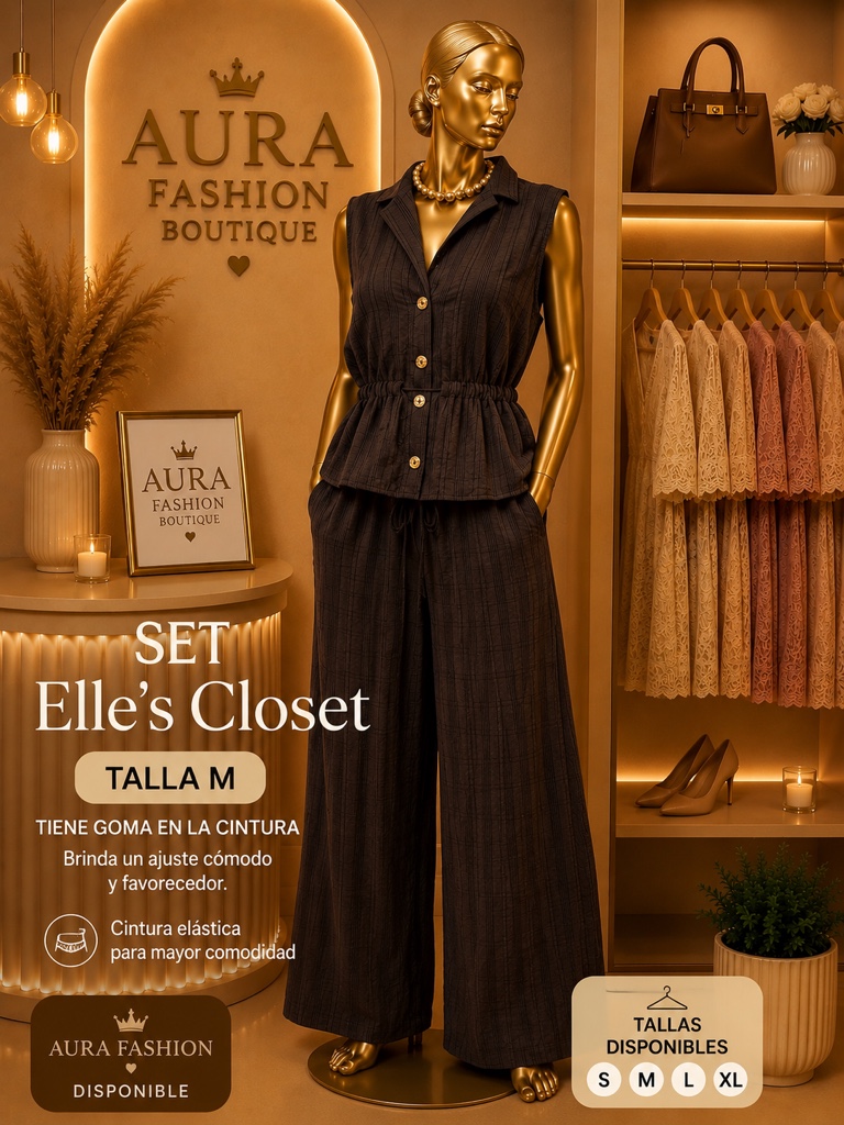Elle's Closet set pantalon palazo negro