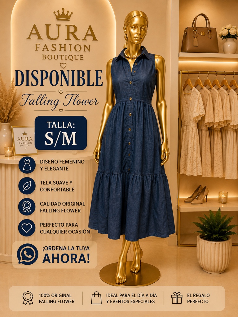 Falling Flower vestido azul