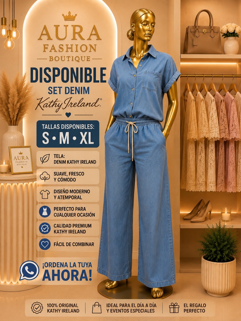 Kathy Ireland set denim azul
