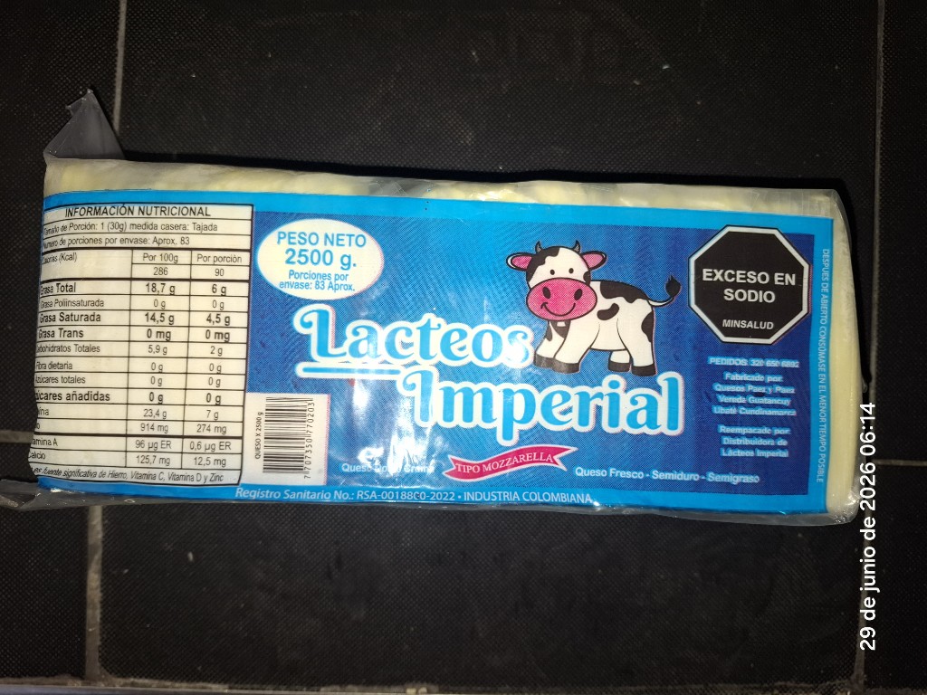 Bloque imperial Queso mozzarella 2500g