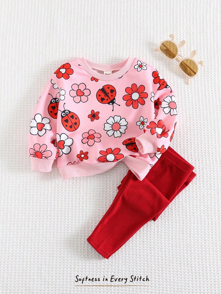Conjunto manga larga y mono estampado
