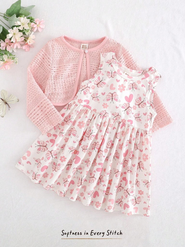 Vestido con suéter tipo cárdigan