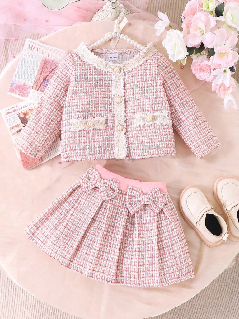 Conjunto de Falda estampada y Suéter manga larga estampado