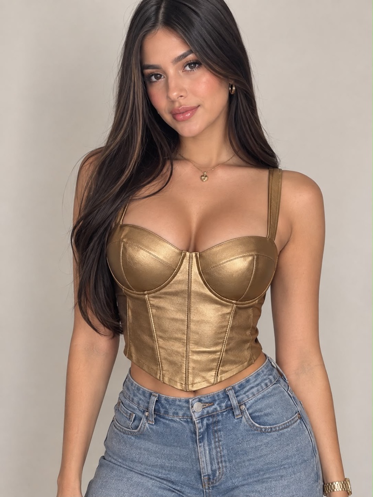 Corset cuerina metal