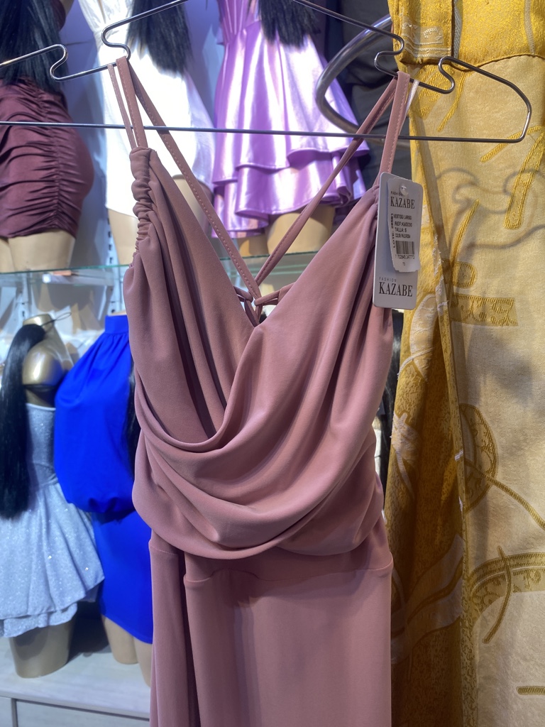 Vestido largo drapeado kazabe