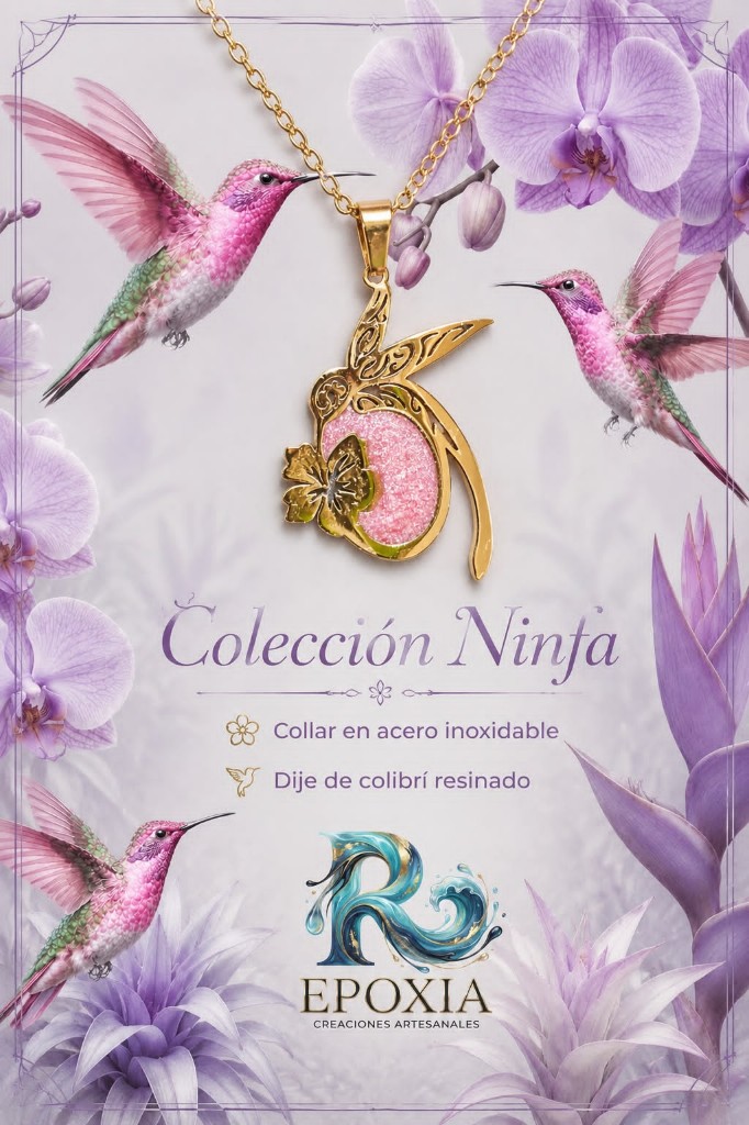 Collar Colibrí Dorado Colores