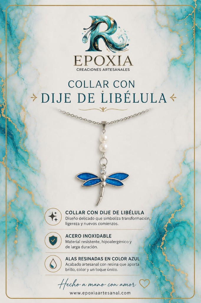 Collar Libélula azul y plata