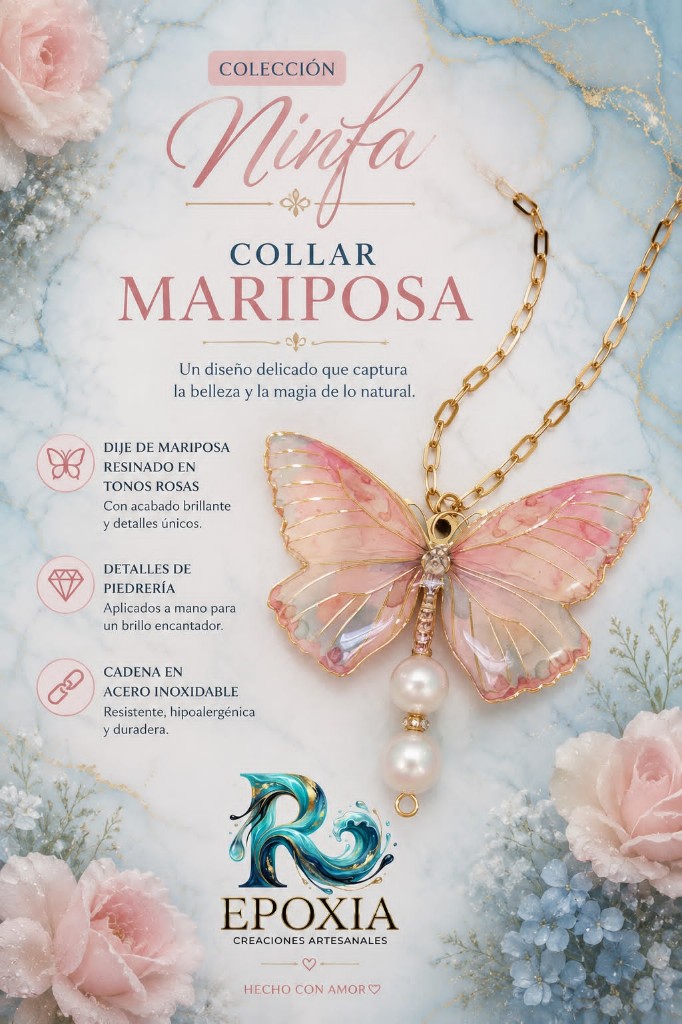 Collar Mariposa Acero Mediano