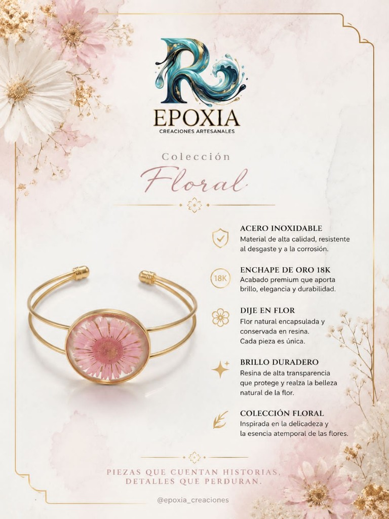 Brazalete Flor Resinada