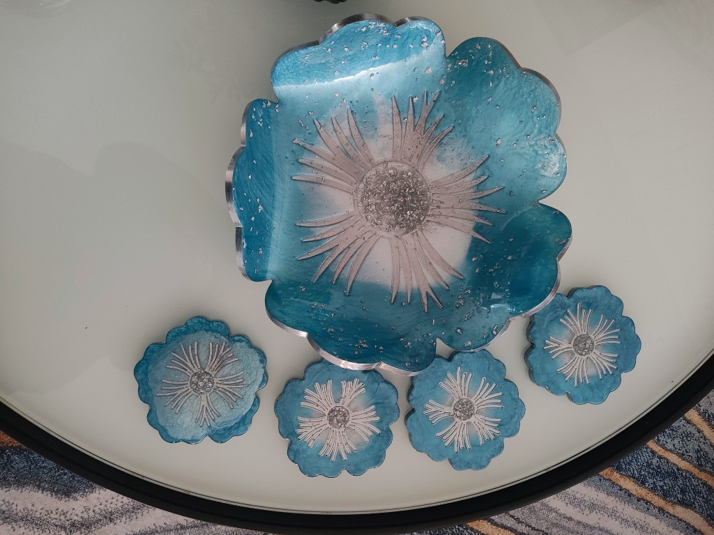 Kit Portavasos Azul Flor