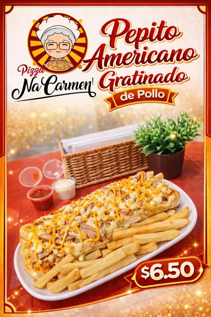 Pepito Americano Gratinado de Pollo