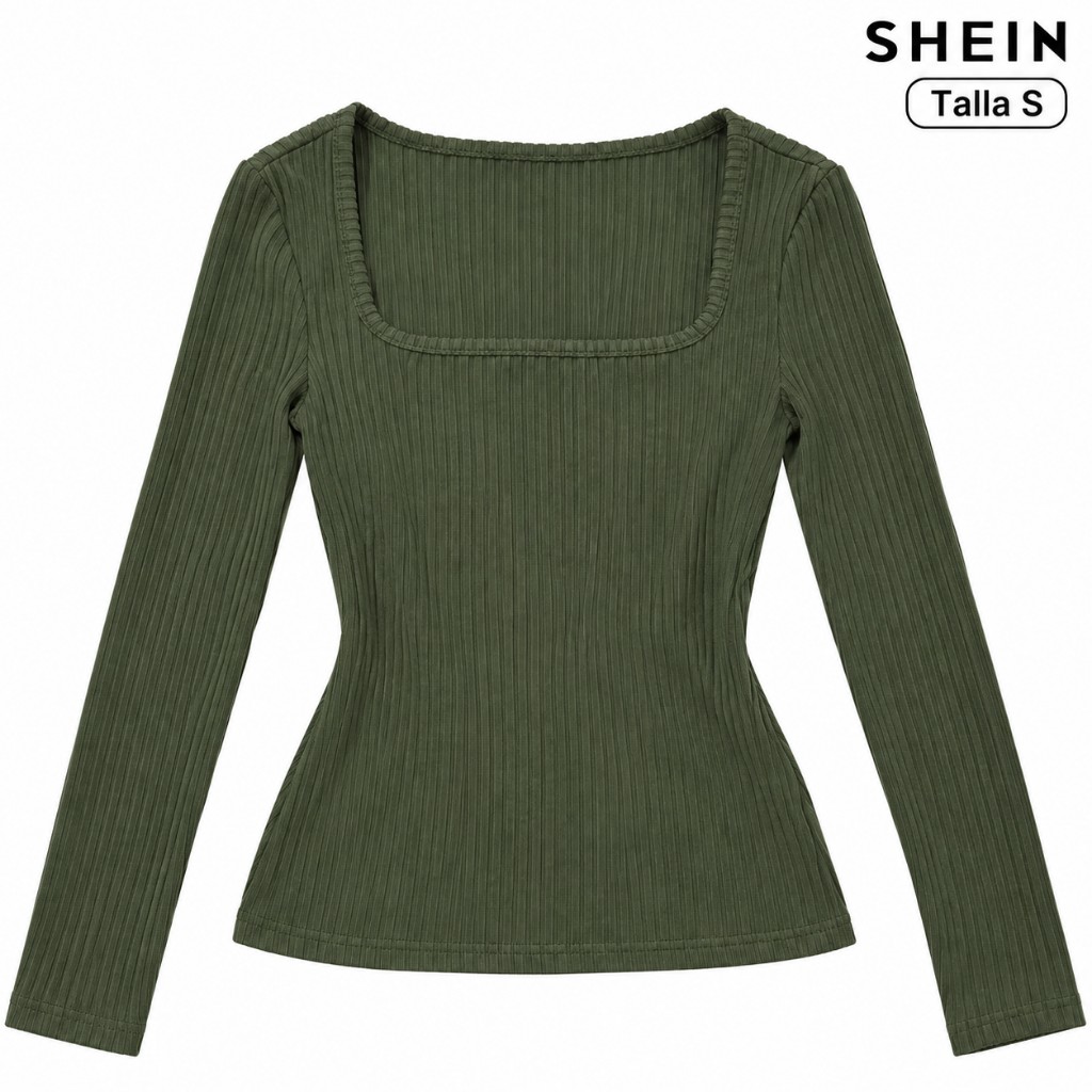 SHEIN blusa verde manga larga COD 1029