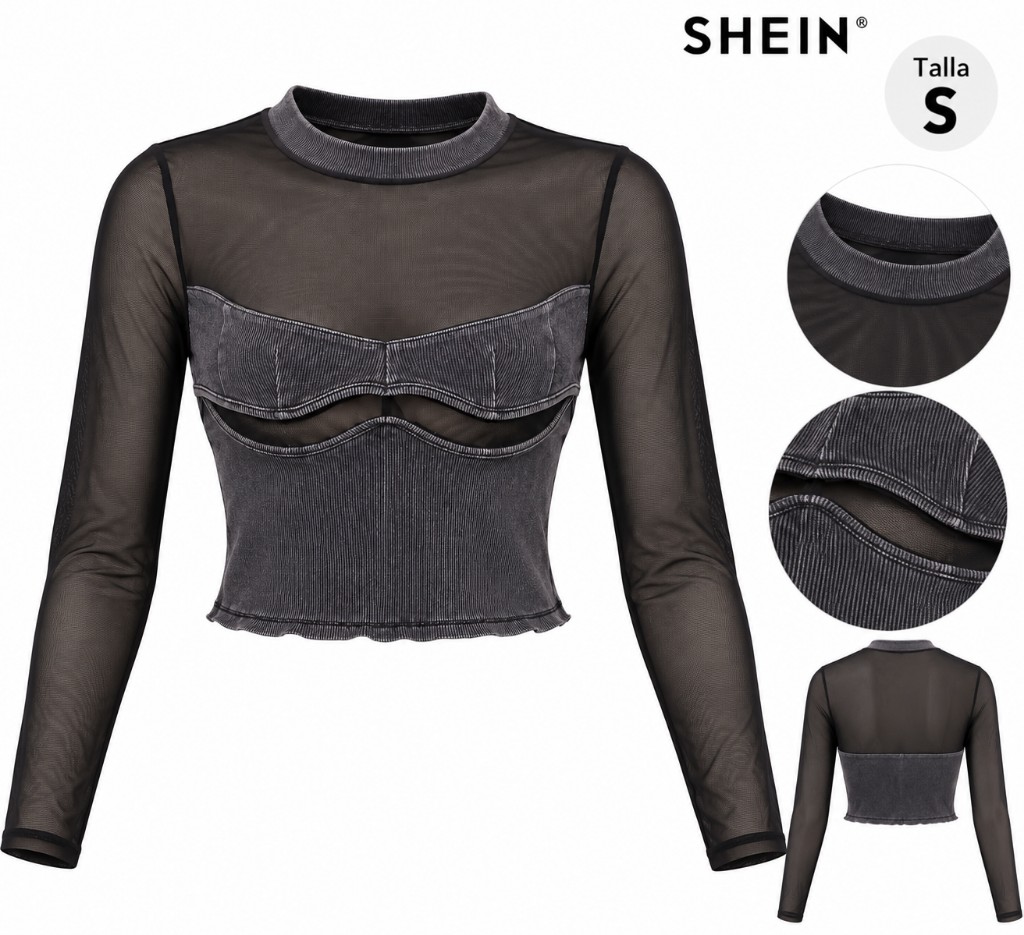 SHEIN top negro manga larga - COD 1010