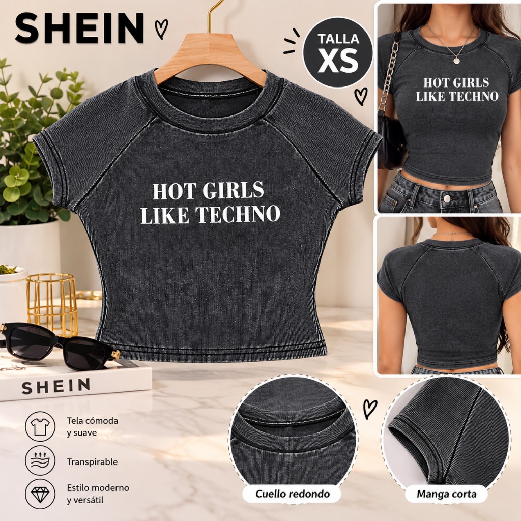 SHEIN camiseta NEGRA COD 1017