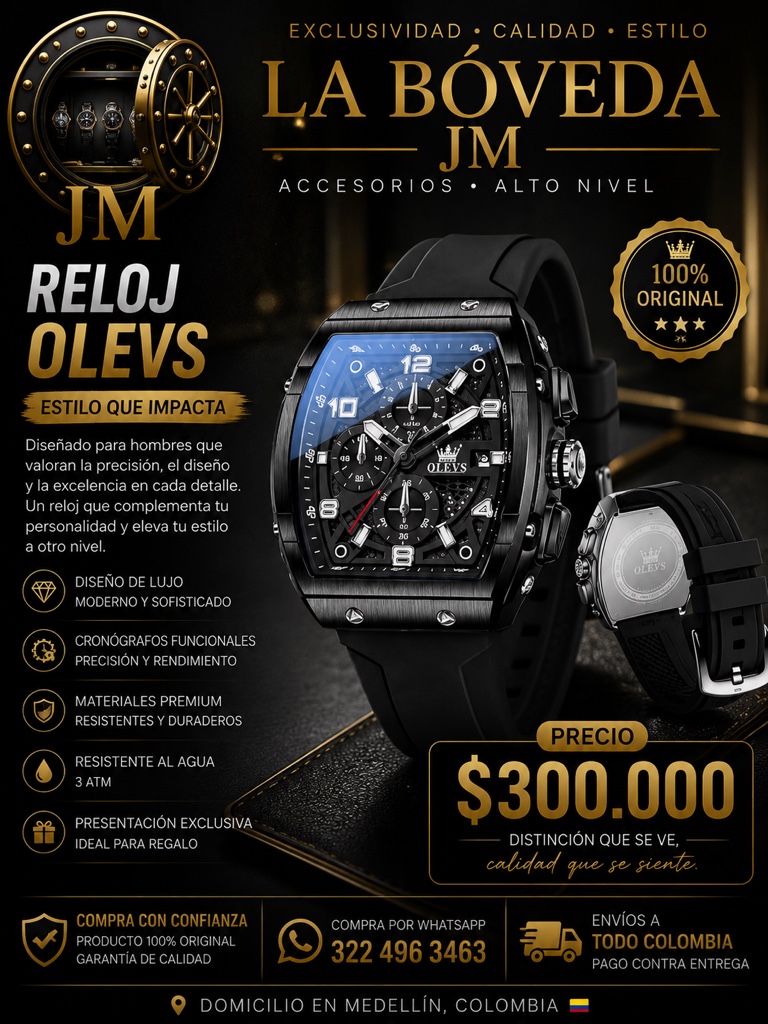 Olevs reloj negro
