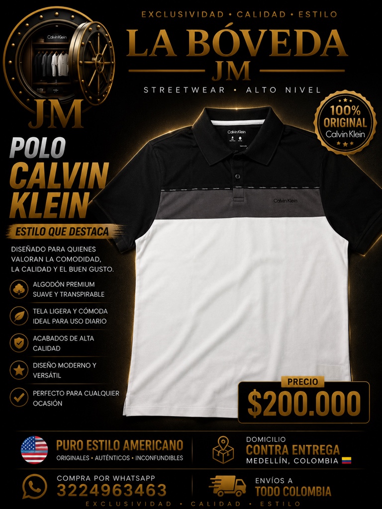Calvin Klein polo negro blanco
