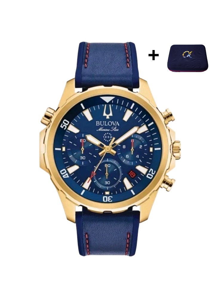 Bulova Marine Star 97B168 (Color dorado con esfera azul)