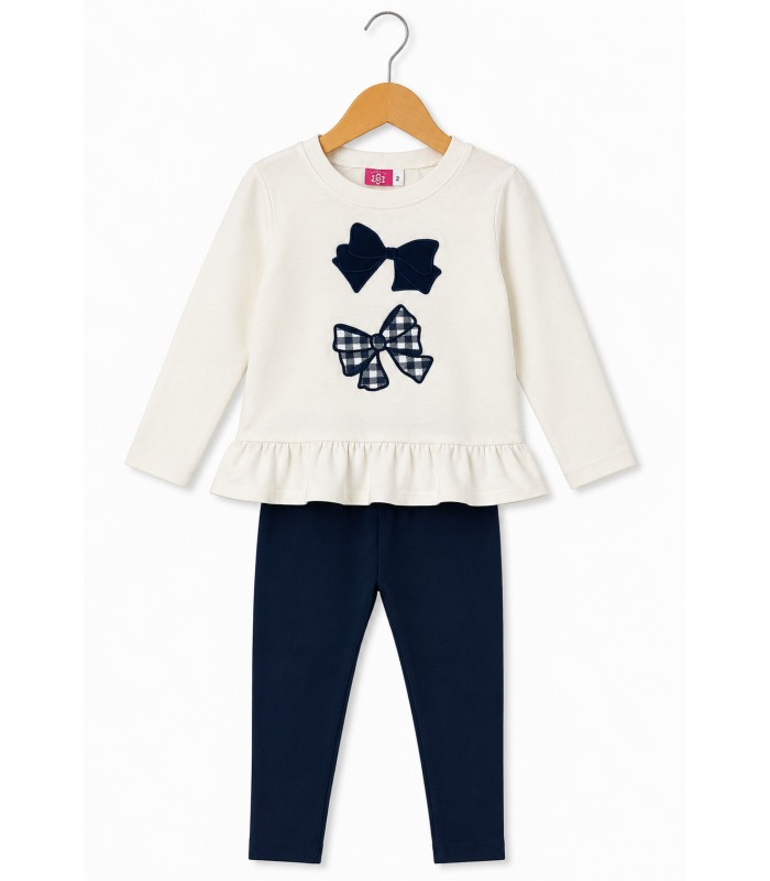 Conjunto niña 2 lazos blanco