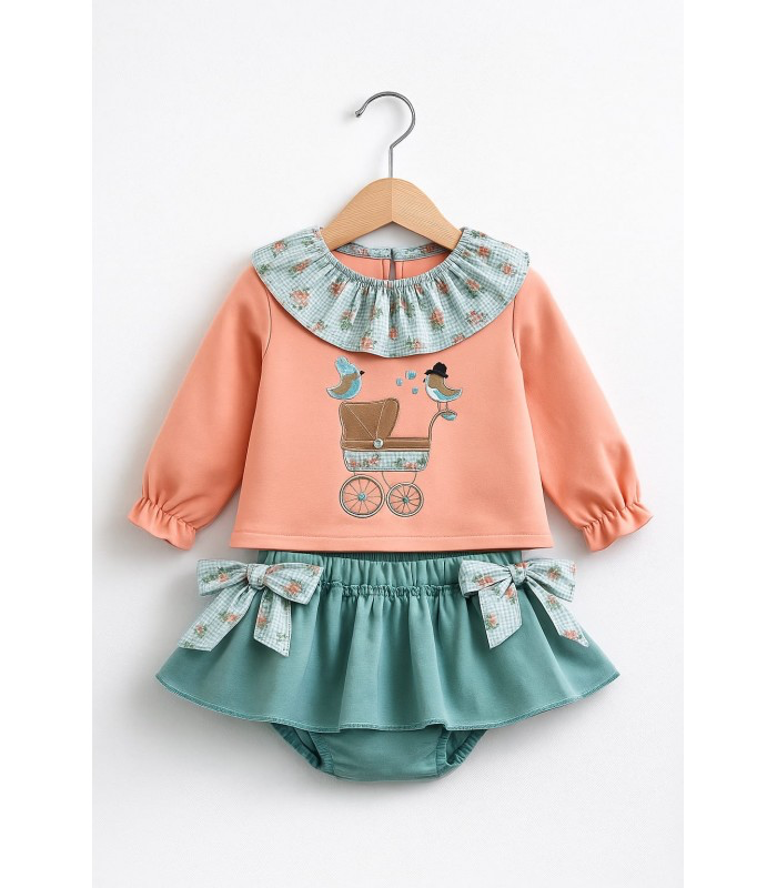 Conjunto beba carro coral