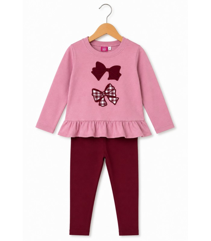 Conjunto niña 2 lazos rosa