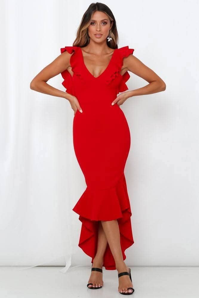 Vestido Largo De Tirantes Con Avertura y Holanes