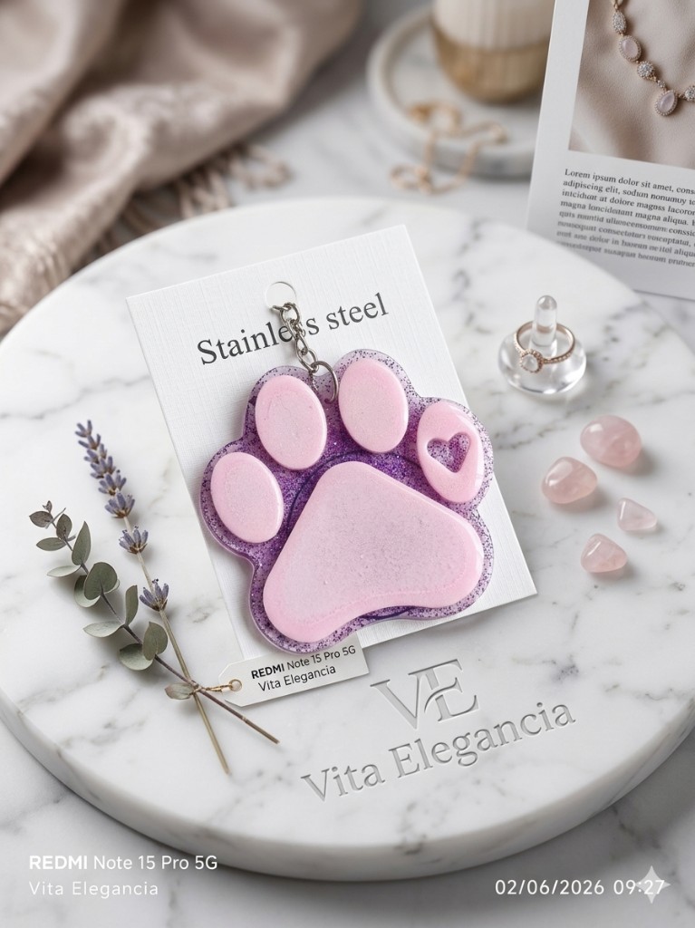 Llavero pata rosa personalizado con nombre