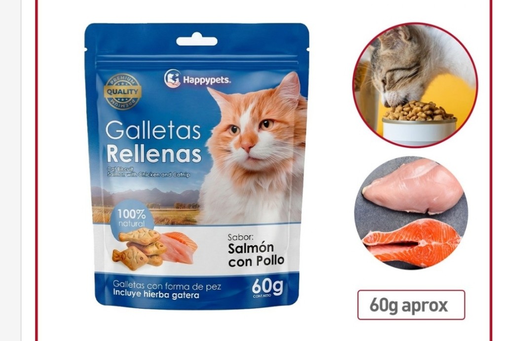 Happypets Galletas Rellenas Salmon con Pollo 60g