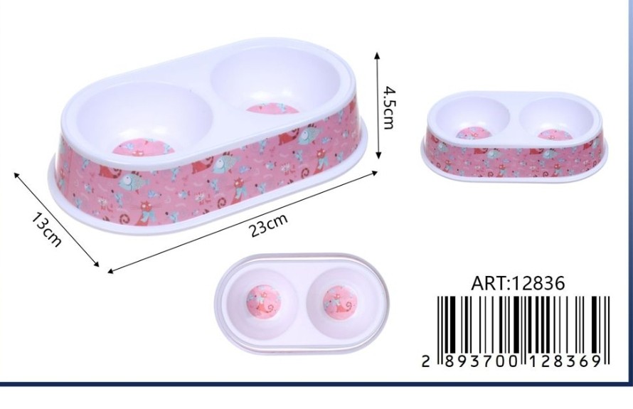 Comedero doble rosa