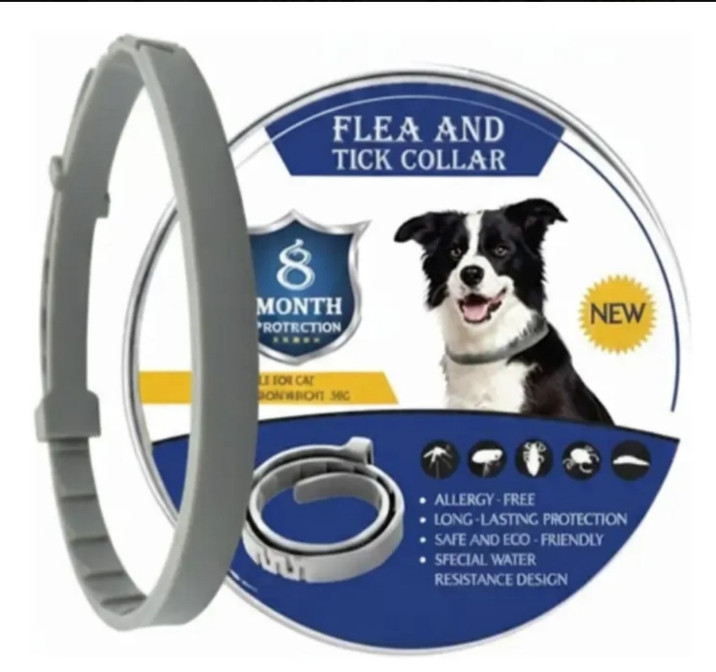 Collar antipulgas gris para perro