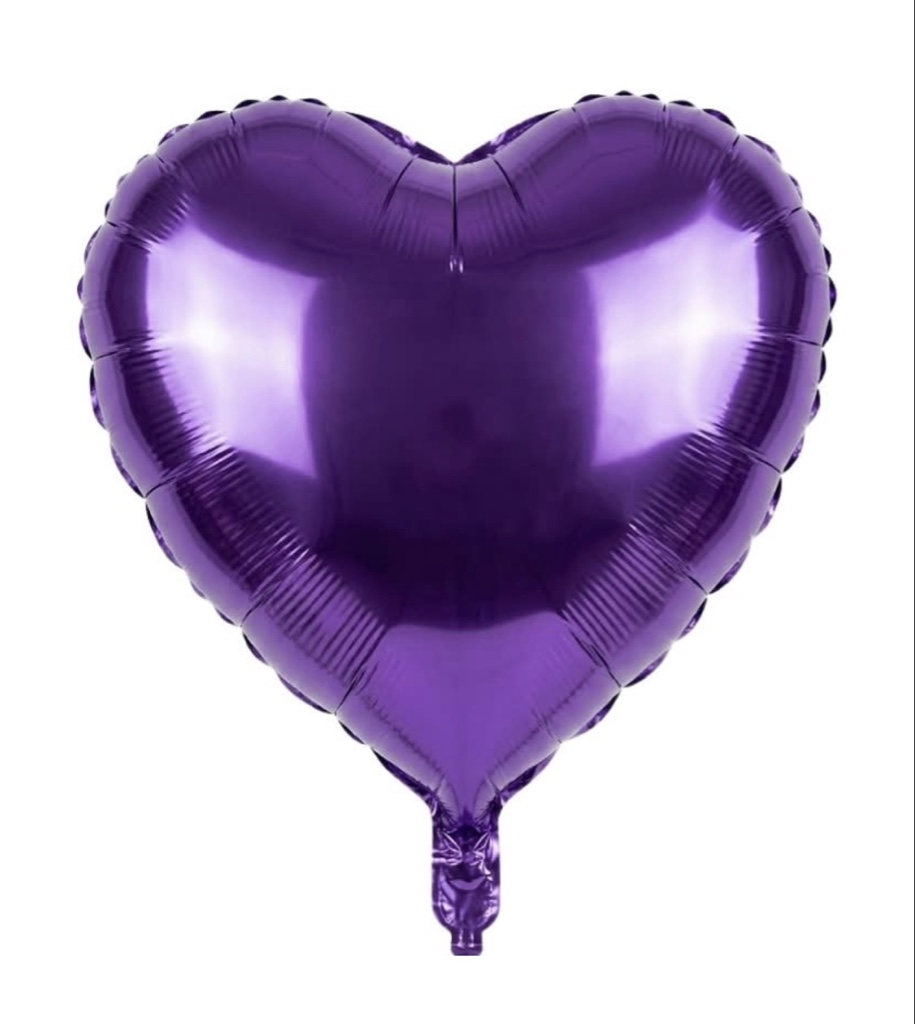 Purple Heart-Shaped Foil Balloon (18 inch) (1 Each)